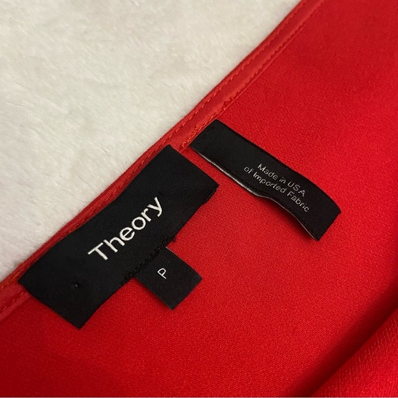 Theory V-neck Sleeveless Admiral Crepe Short Dress In Bright Tomato 28177 - Picture 5 of 11